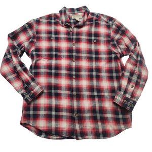 Duluth Trading Co. Flannel Button Down Shirt Long Sleeve Mens Medium Red Plaid